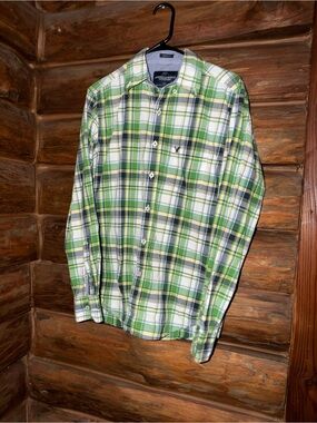 American Eagle Men’s Button up long sleeve Shirt- Green - Size S